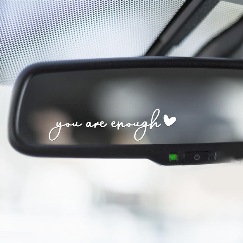 Hangwoous 3X You Are Enough Car Mirror Decal, Rearview Mirror Sticker For Women, Affirmation Gift For Women, Car Stickers And Decals, Self Love Sticker - Image 1